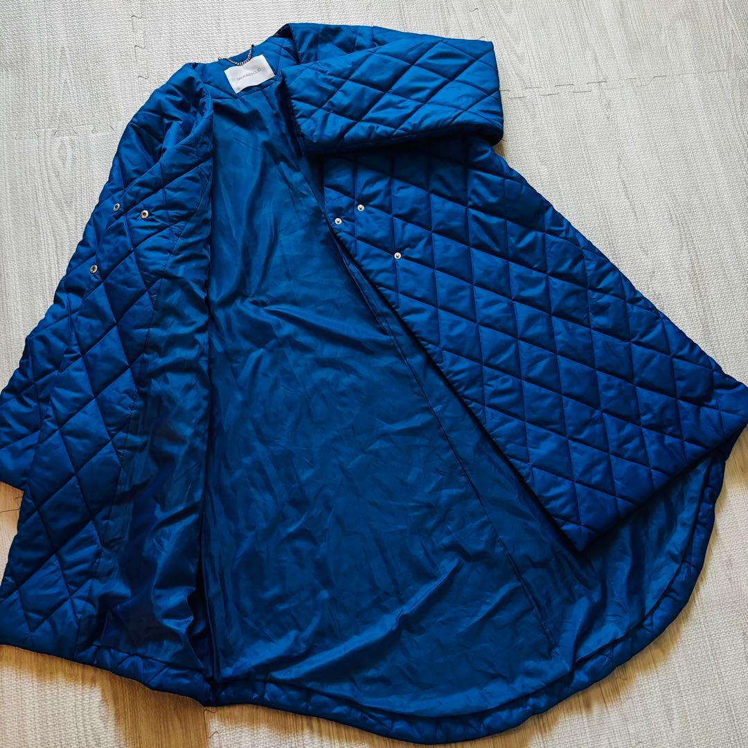 【極美品】MIDIUMISOLID Aライン サテン キルティングコート 青