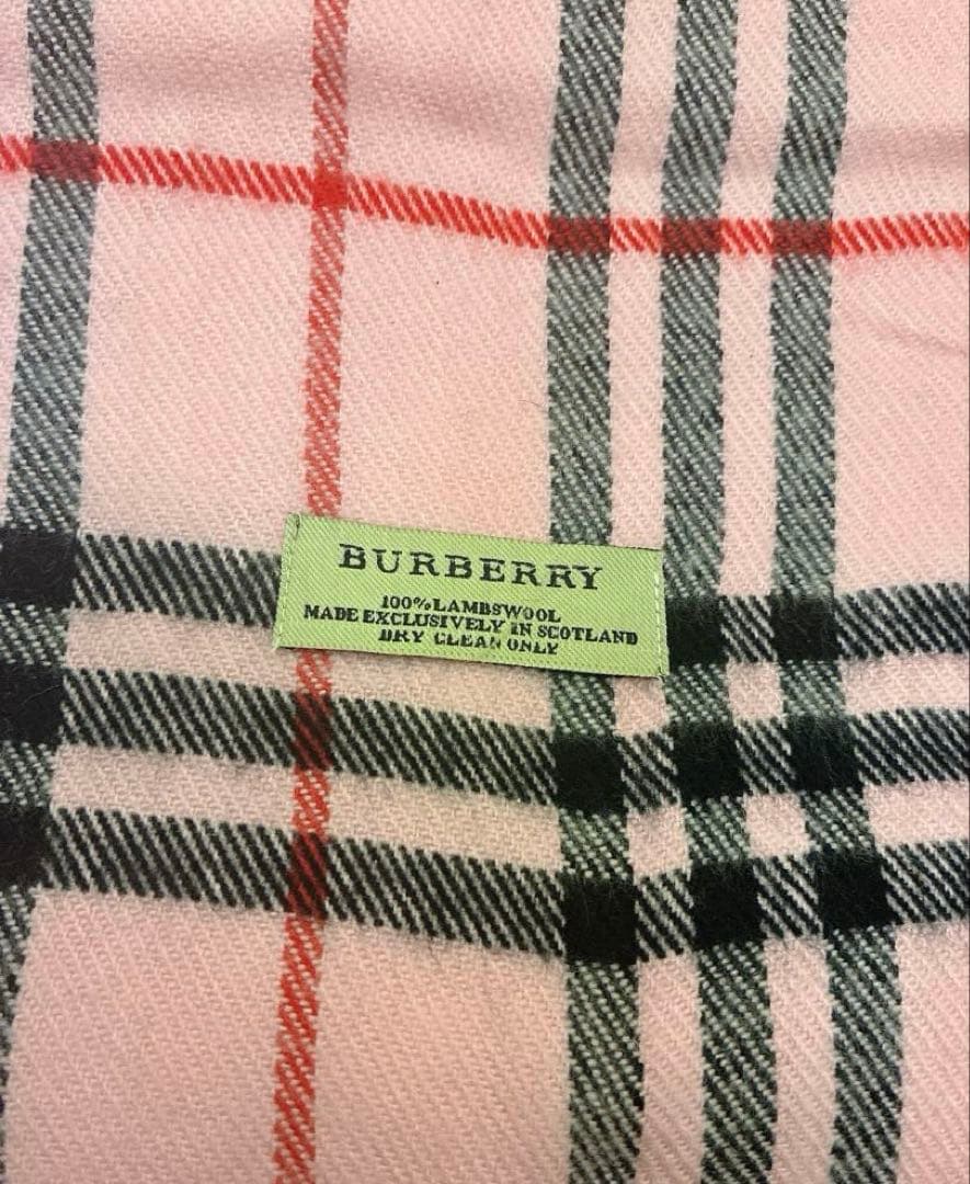 希少カラー【極美品】BURBERRY ラムウール100 マフラー ピンク 薄手