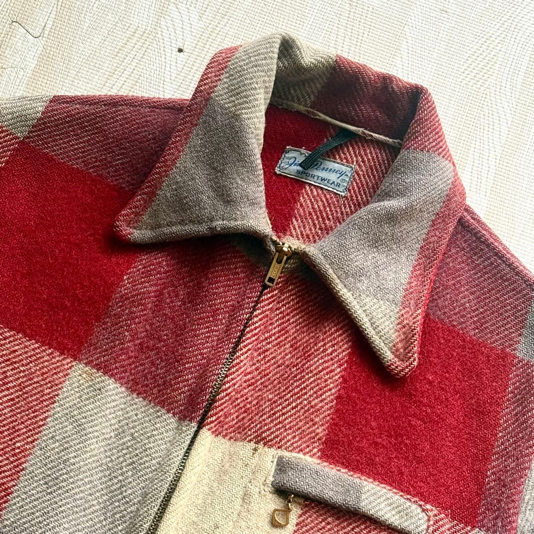 40s JC Penney スポーツジャケット メルトン ブロックチェック