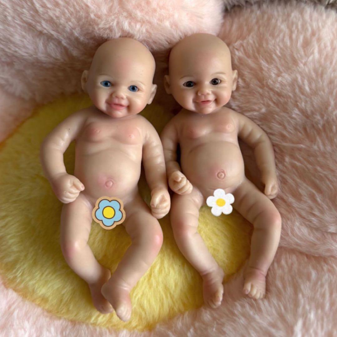 ★新品★リボーンドール フルシリコン 双子ちゃん☆男の子＆女の子 15cm
