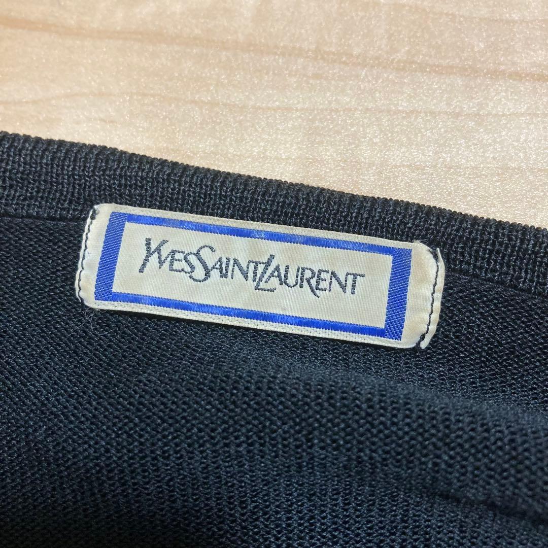 レア！イヴサンローラン YSLラインストーンロゴ コットンニットカットソー M