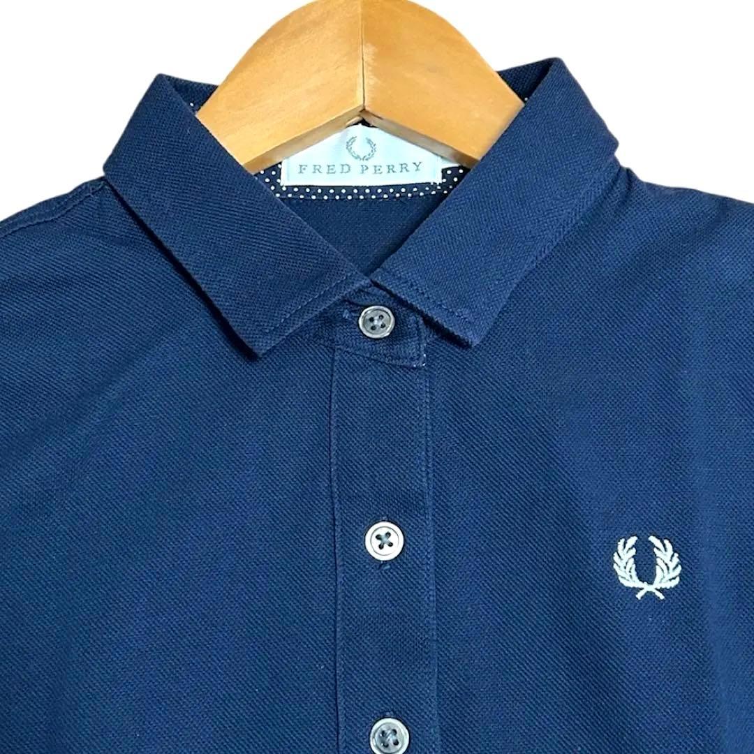FRED PERRY フレッドペリー　ワンポイント　ポロシャツ　ネイビー　L