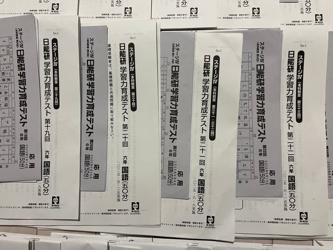 日能研　2025年度　6年　学習力育成テスト　合格力育成テスト　合格力実践テスト
