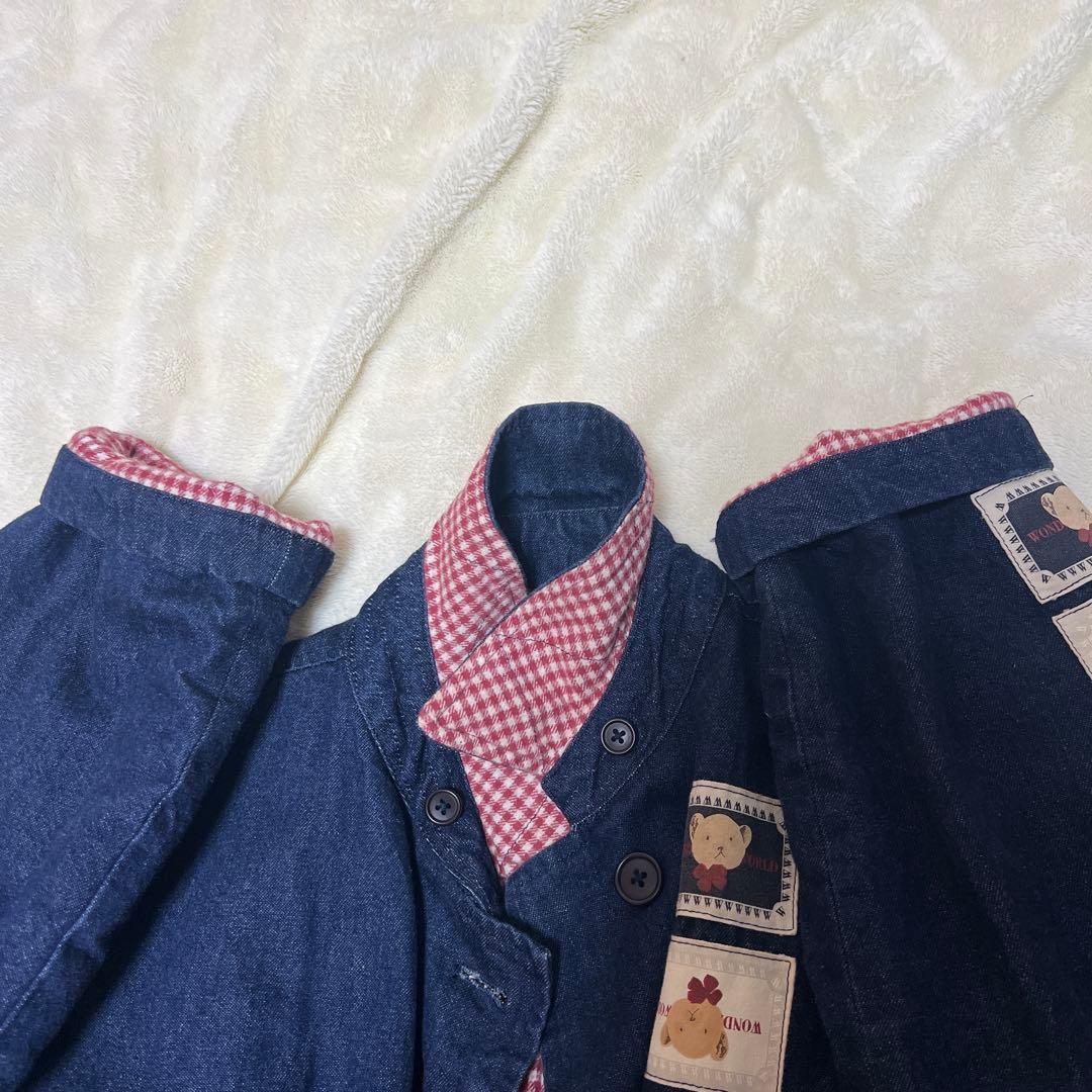 ❣️希少❣️ワンダフルワールド デニム ロングコート フリーサイズ くま ワッペン