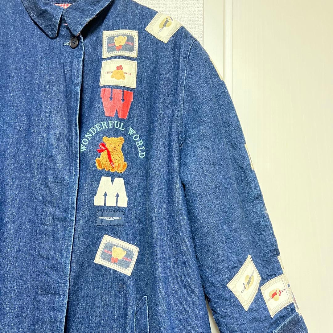 ❣️希少❣️ワンダフルワールド デニム ロングコート フリーサイズ くま ワッペン