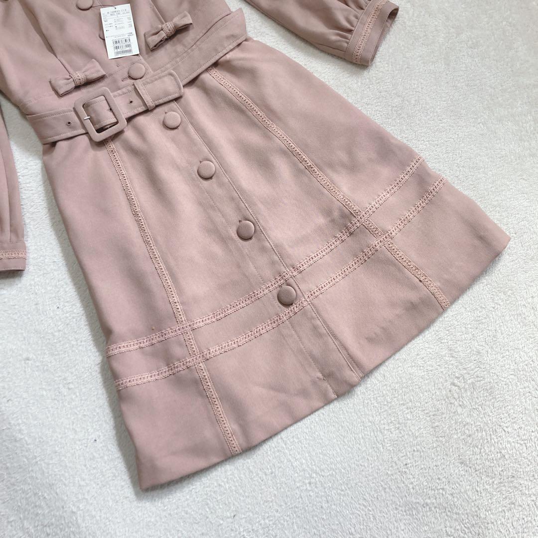 【未使用タグ付き】ウィルセレクション　くすみピンク　ワンピース　コート　リボン