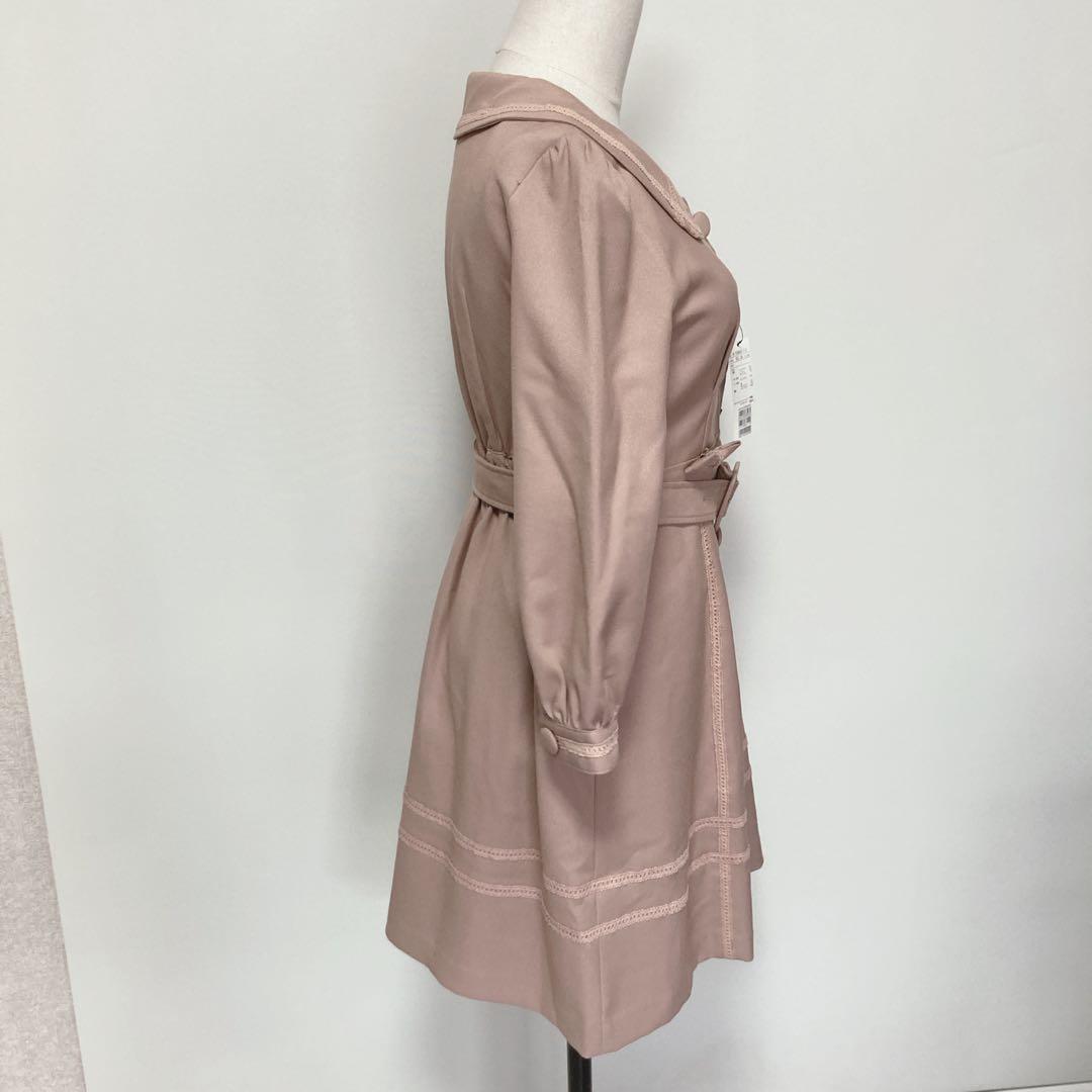 【未使用タグ付き】ウィルセレクション　くすみピンク　ワンピース　コート　リボン