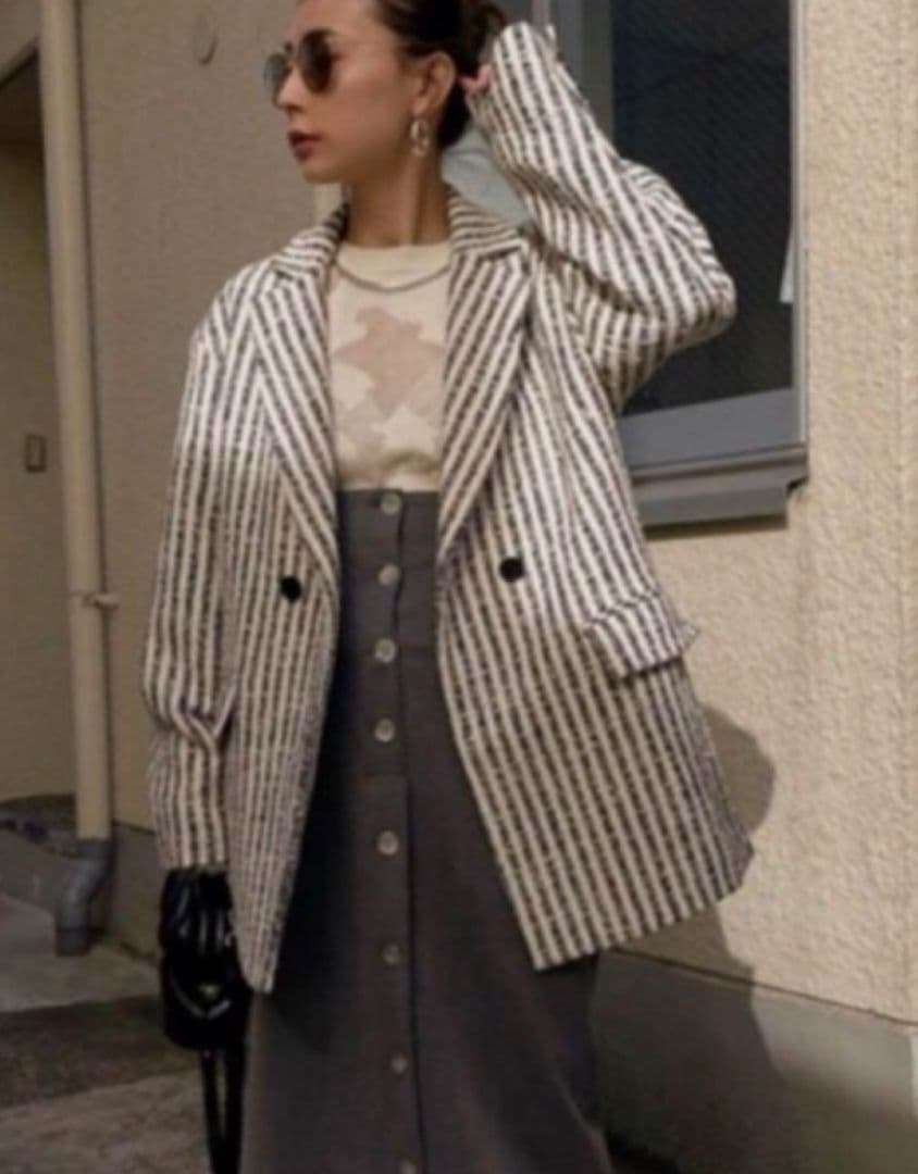 アメリ　ヴィンテージ　GIOLICA STRIPE TWEED JACKET