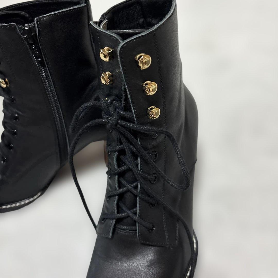 〔NICAL 〕レースアップ変形ヒールブーツ 新品未使用レザーブラックM23.5