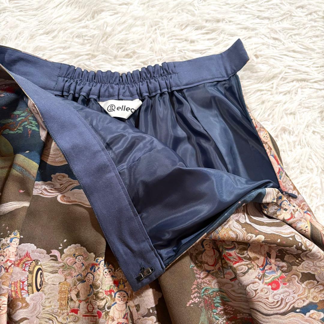 美品✨＆ellecy アンドエルシー　猫如来　ロングスカート　ネコ　ブラウン系