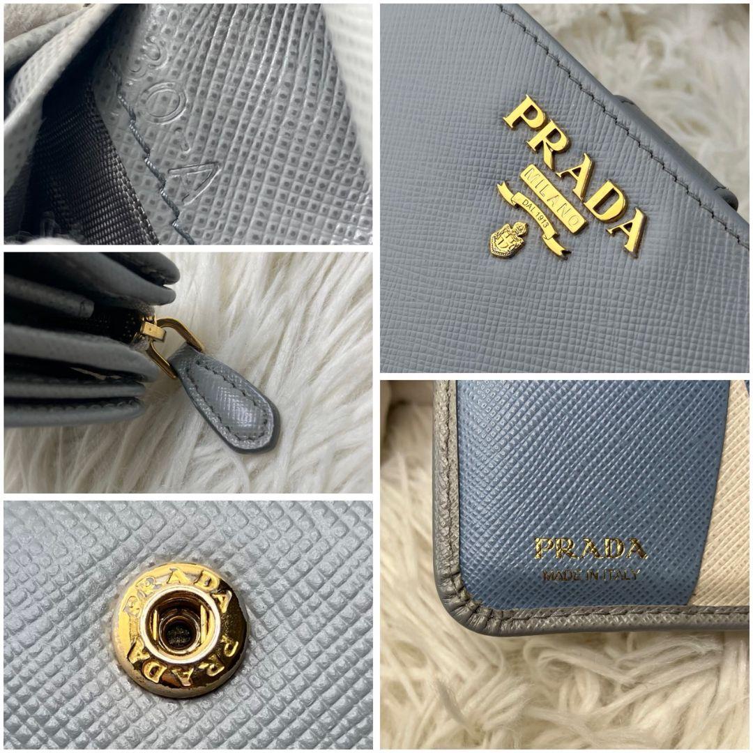✨現行モデル✨PRADA 二つ折り　財布　サフィアーノ　メタルロゴ　ICタグ