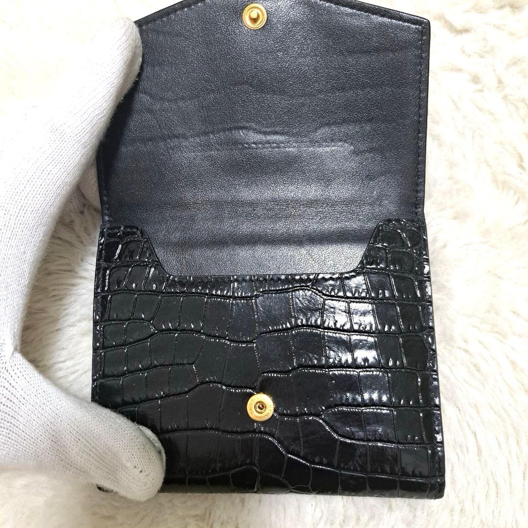 ✨極美品　付属品完備　レア✨サンローラン　二つ折り　カサンドラ　クロコ　レザー
