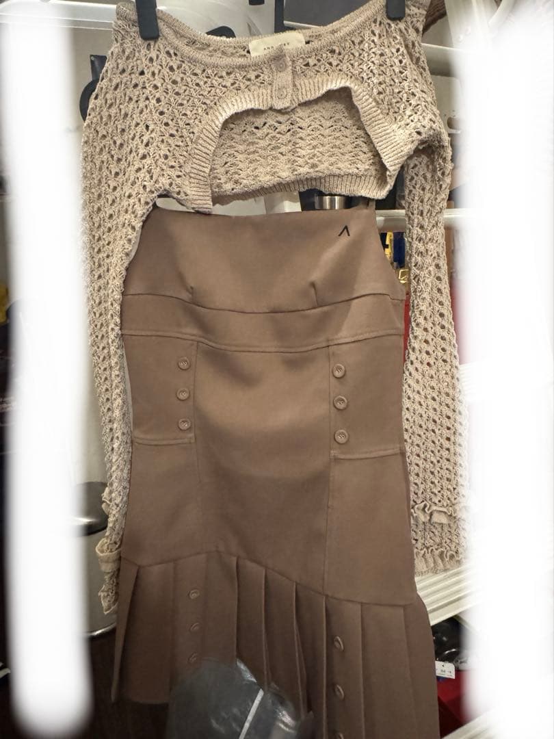 ワンピース Grenda pleats set mini dress brown