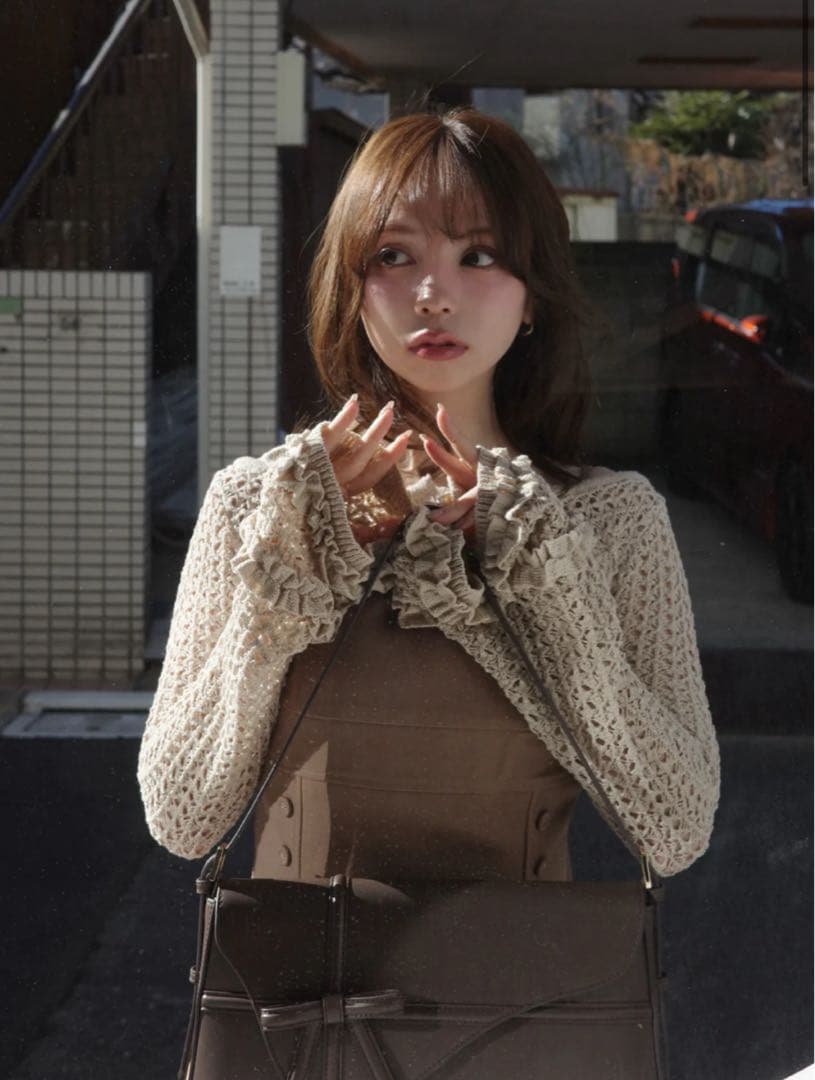 ワンピース Grenda pleats set mini dress brown