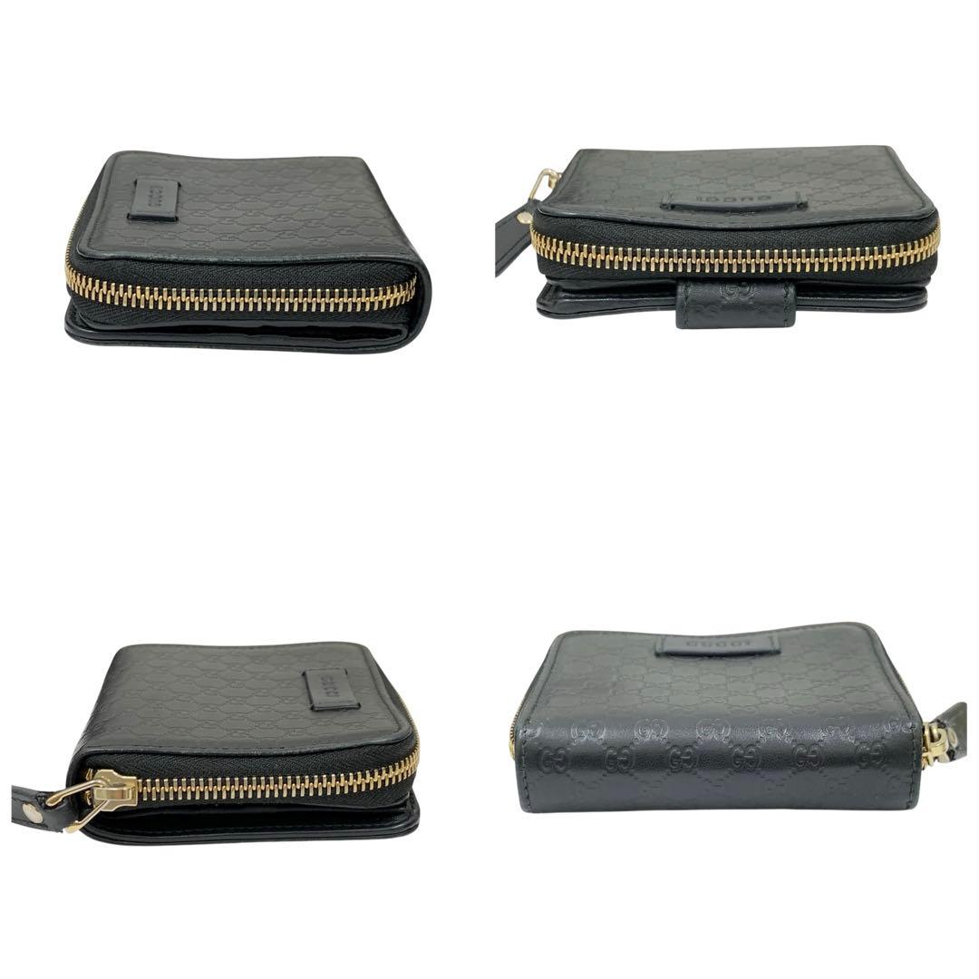 GUCCI グッチ マイクロシマ コンパクト財布 レザー 黒 449395