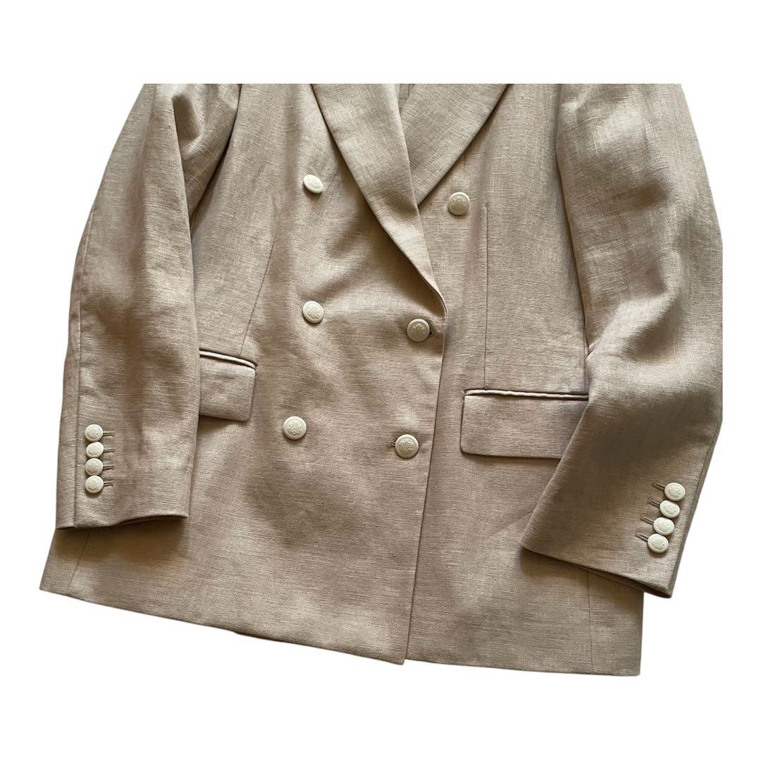 UNITED ARROWS リネン ダブルジャケット ブレザー 6ボタン 40