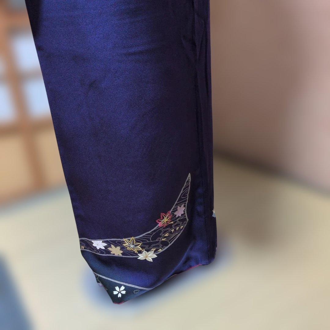 紫 花柄刺繍 振袖