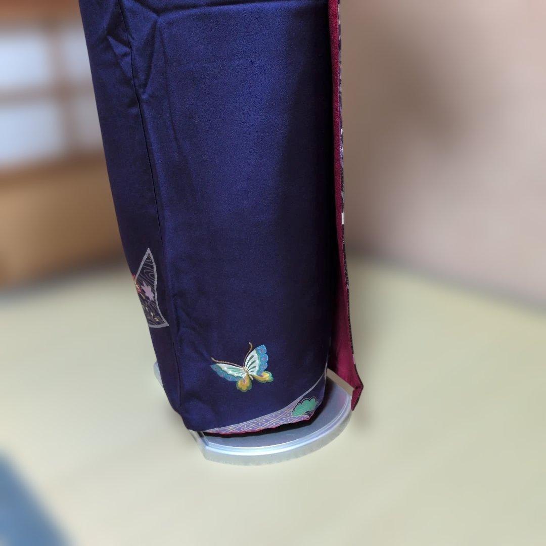 紫 花柄刺繍 振袖