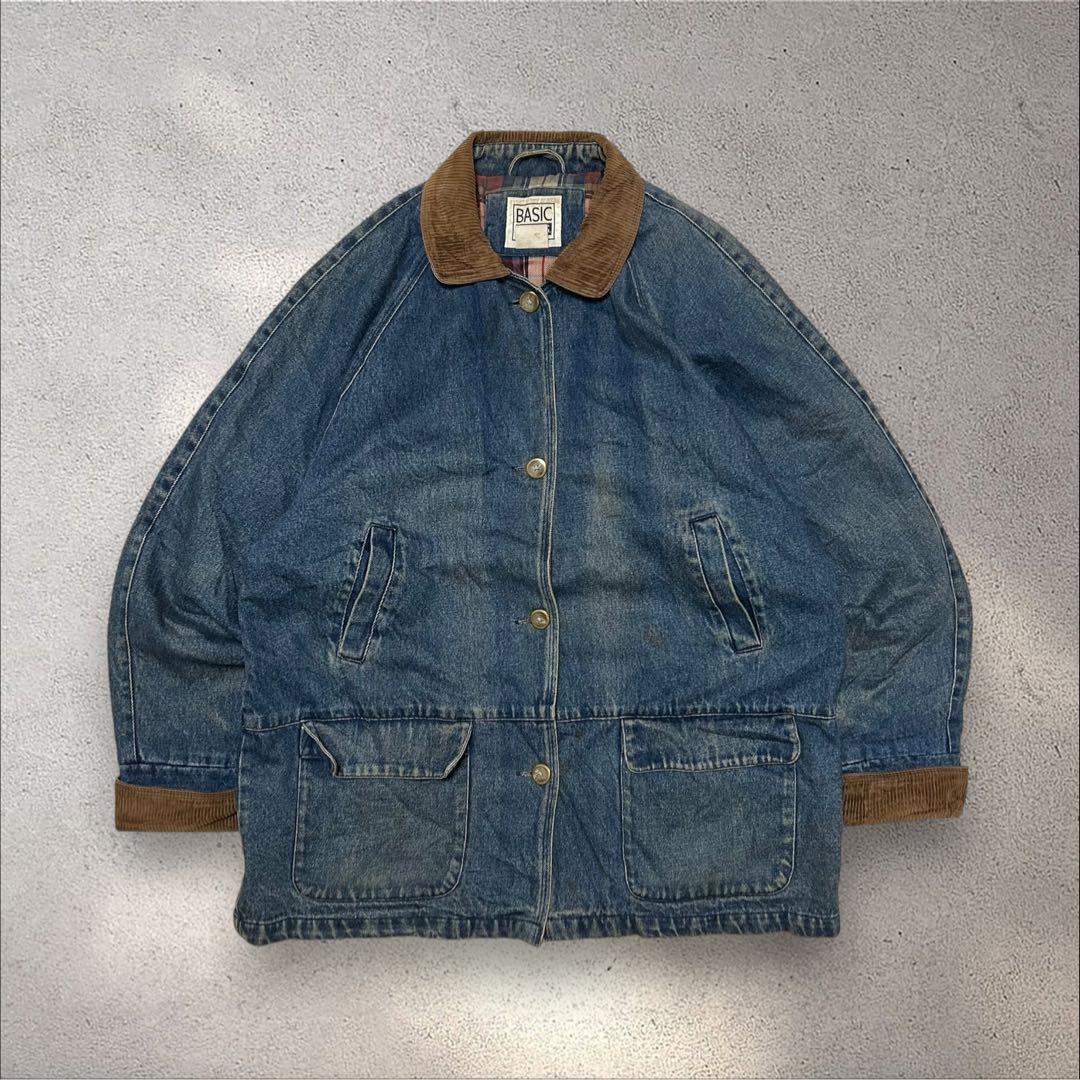 BASIC EDITIONS 90sカバーオールデニムジャケット襟コーデワーク系