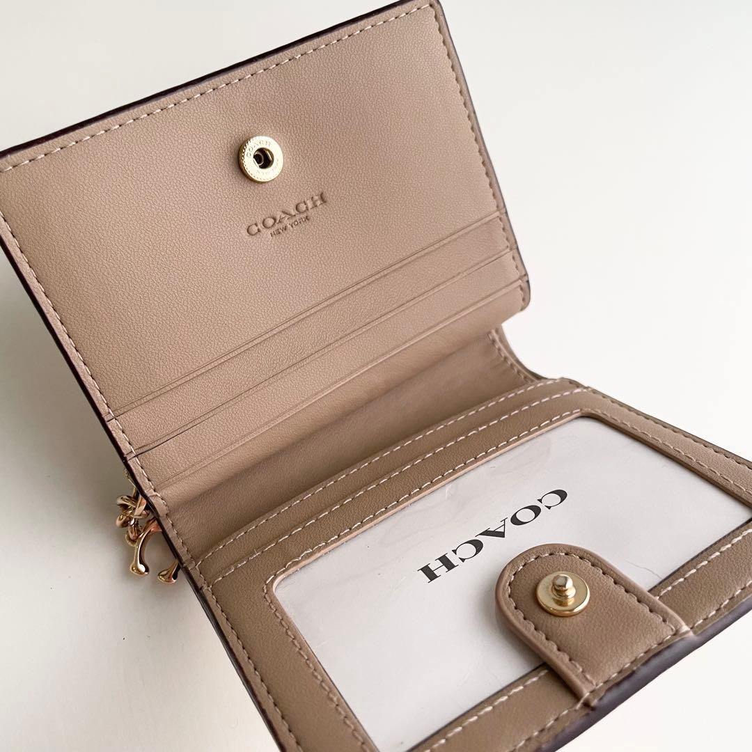 コーチ COACH 折り財布 花柄 スナップ ウォレット アイボリー