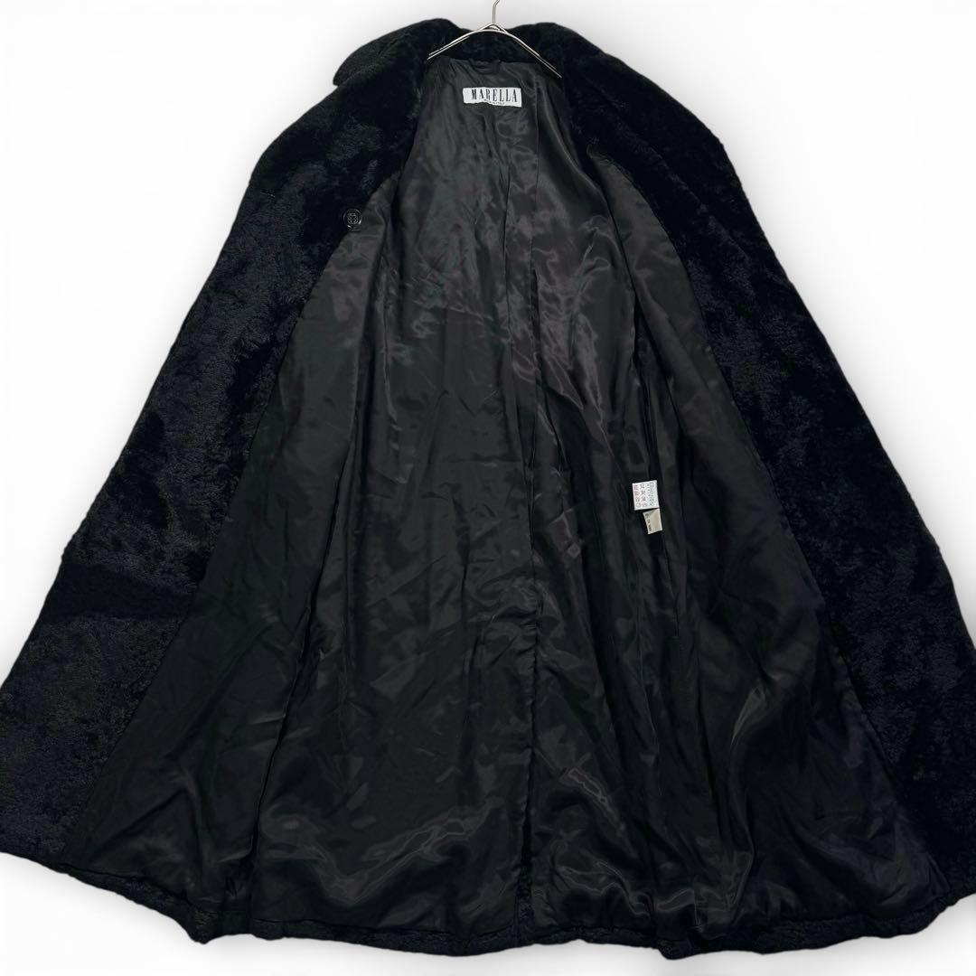 Max Mara マレーラ ベルテッド ロングコート ベルト付 エコファー 42