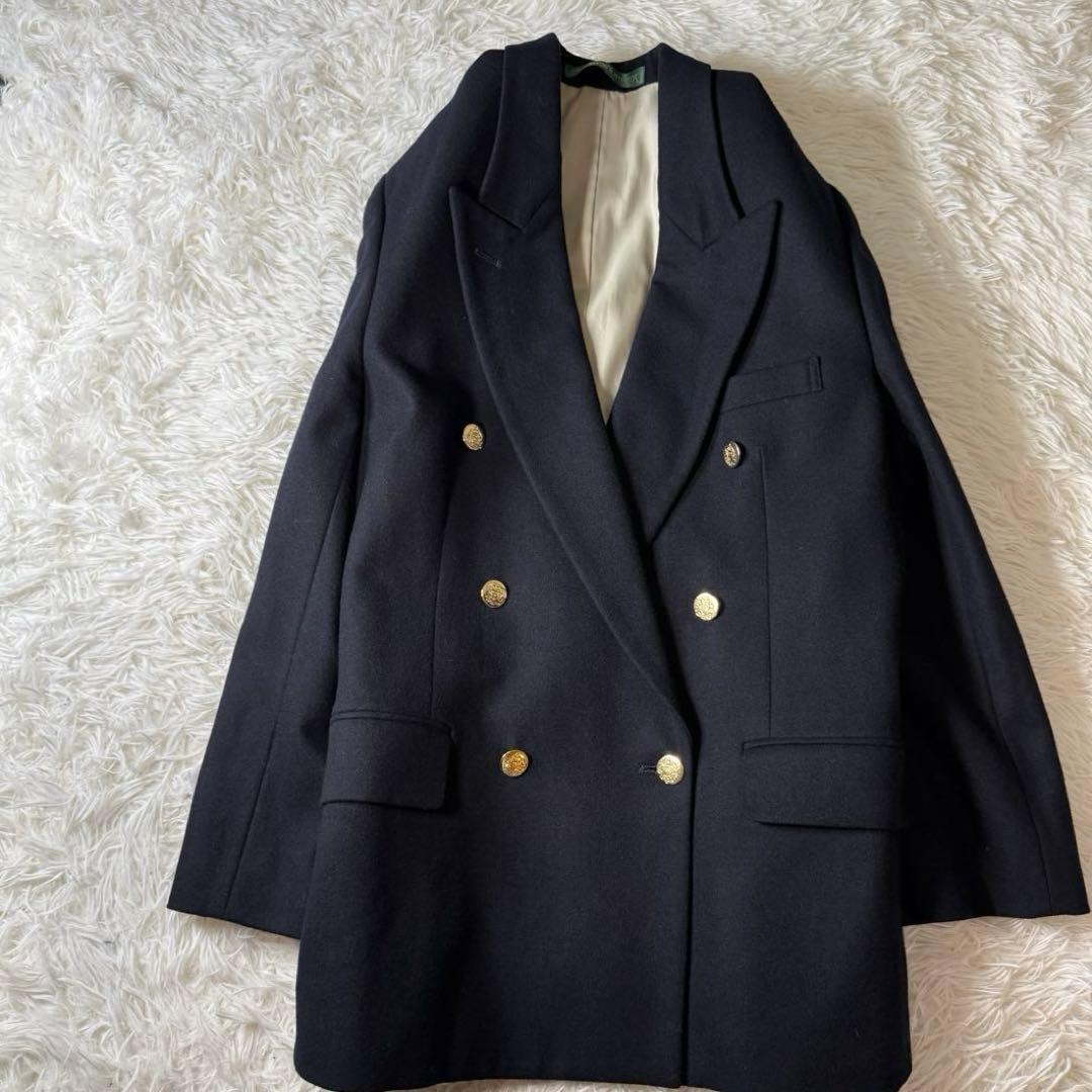 美品　NEWYORKER 紺ブレ 11ウール100%カシミヤ混 金ボタン ダブル