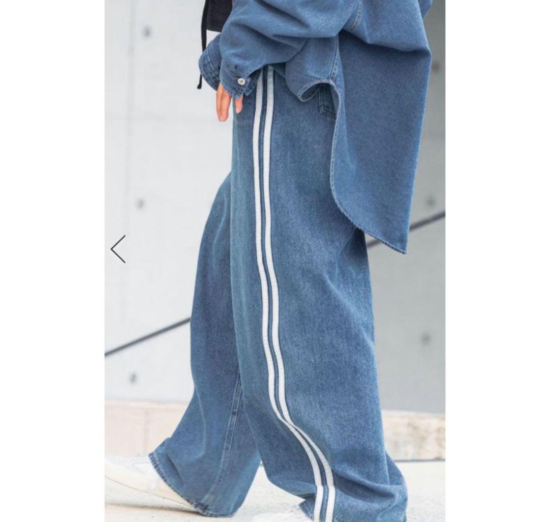 ニコアンド人気スタッフプロデュース企画　ラインデニムパンツ　週末限定値下げ