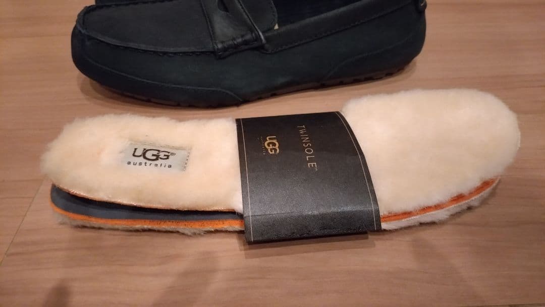 極美品■UGG モカシン /27cm/スエード/濃紺/インソールムートン付属