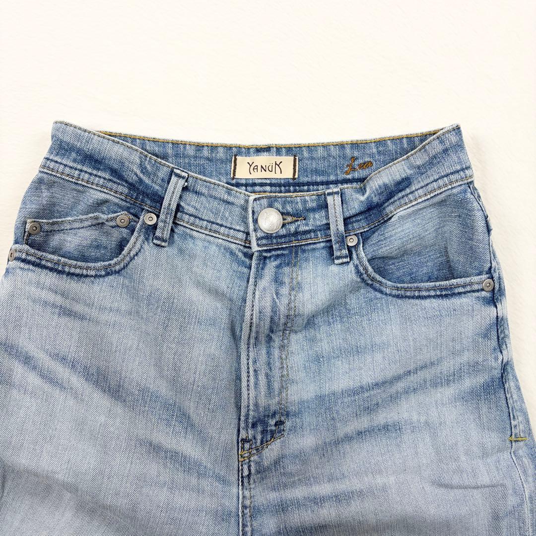 b1647✨美品【YANUK】ストレートデニム　ボーイズ　LEA　ダメージ　25