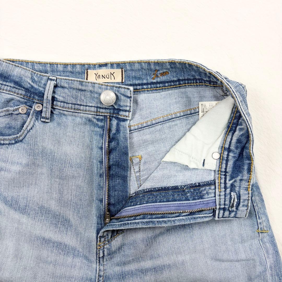 b1647✨美品【YANUK】ストレートデニム　ボーイズ　LEA　ダメージ　25