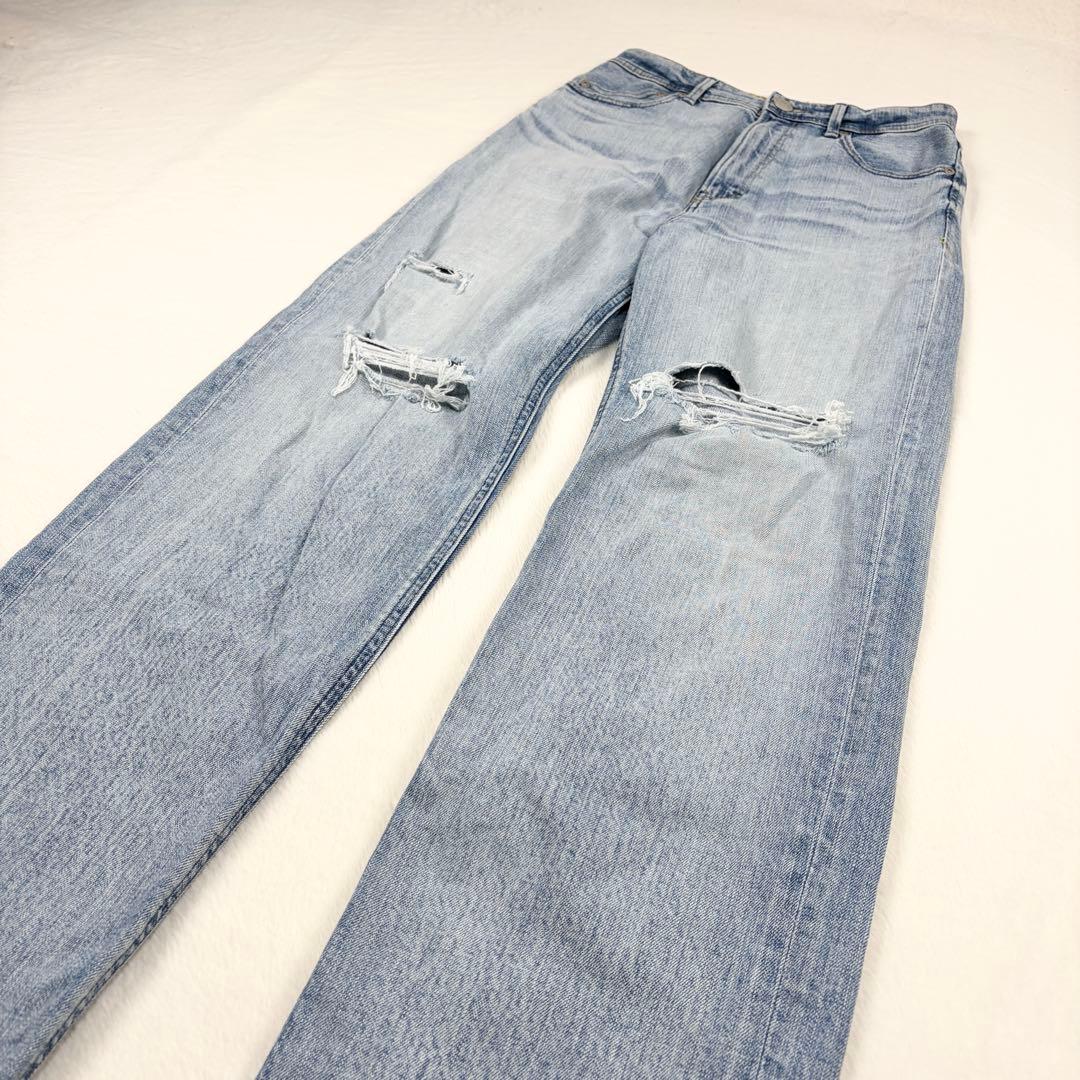 b1647✨美品【YANUK】ストレートデニム　ボーイズ　LEA　ダメージ　25