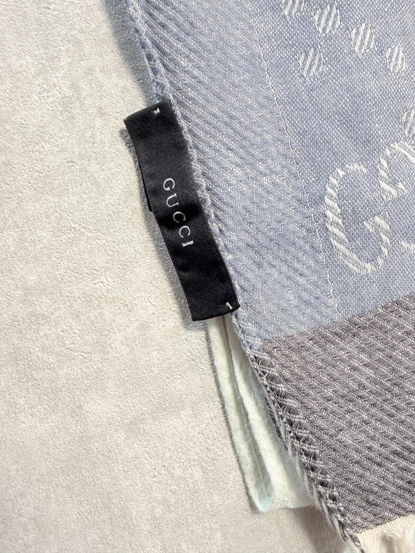 GUCCI グッチ　GGジャカード GG柄大判ストール ブルー系