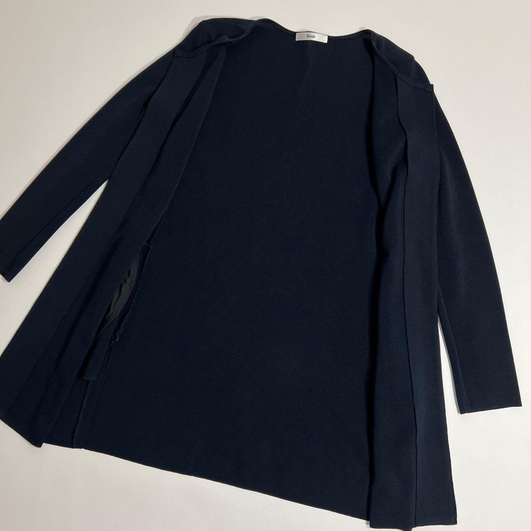 美品　Rene ルネ　ニットカーディガン　ロングカーディガン　ロゴプレート　34