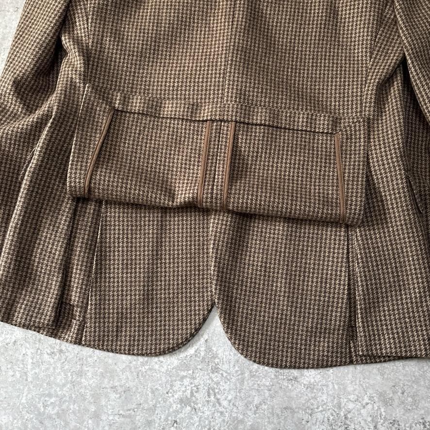 未使用級 ブルックスブラザーズ カシミヤ混 テーラードジャケット 40S 千鳥柄
