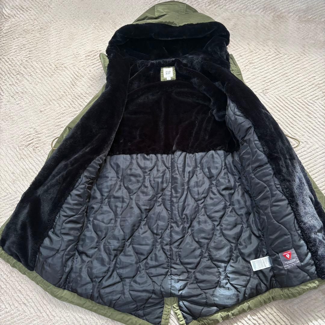 90〜00S ✨GAP フード付き　モッズコート オリーブ　ボア　キルティング