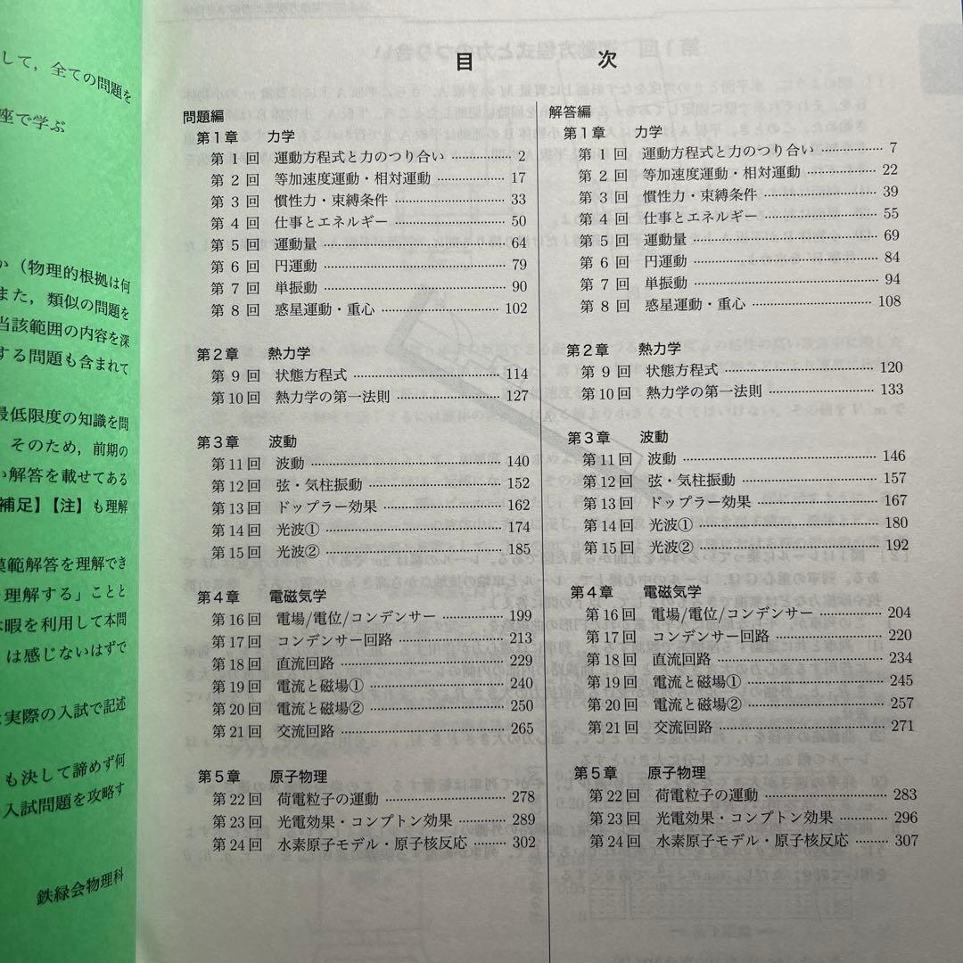 鉄緑会　2024年度版物理発展講座問題集