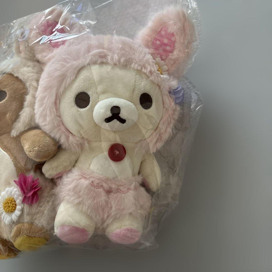 ２点　お花畑の小さな子うさぎ　リラックマ　ぬいぐるみ