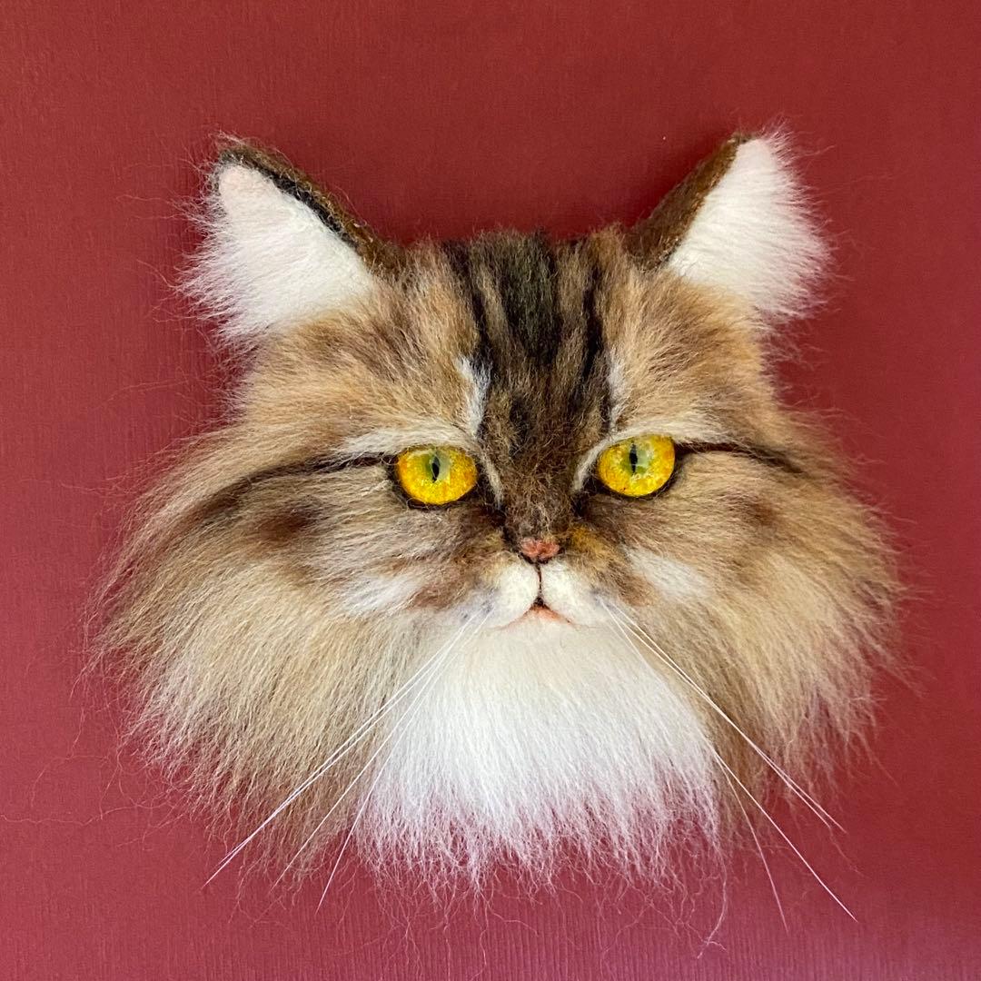 【今月の推し猫】羊毛フェルトブローチ リアルで可愛いペルシャ猫　キャリコ