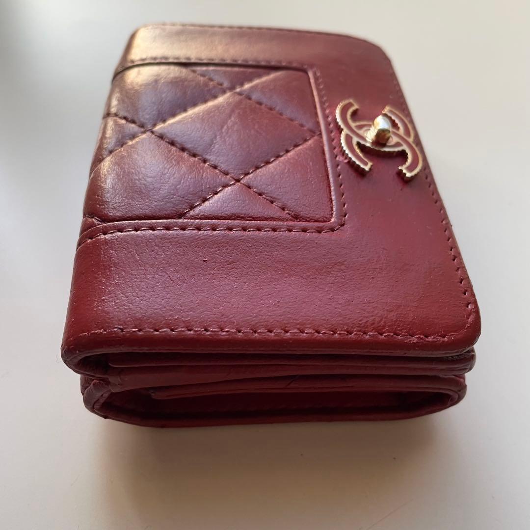 CHANEL シャネル ラムスキンマドモアゼル 三つ折り財布 ミニ財布