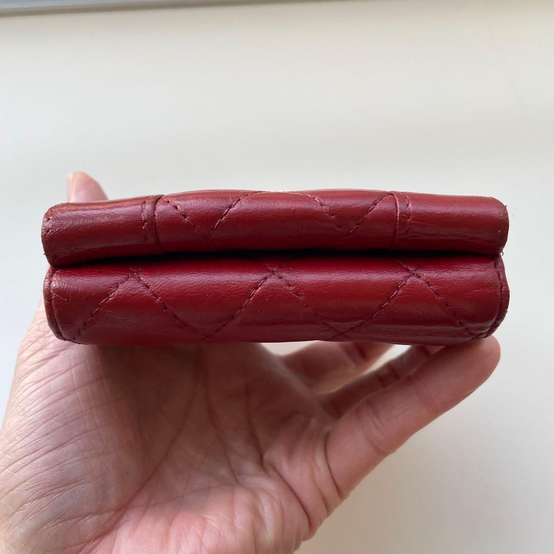 CHANEL シャネル ラムスキンマドモアゼル 三つ折り財布 ミニ財布