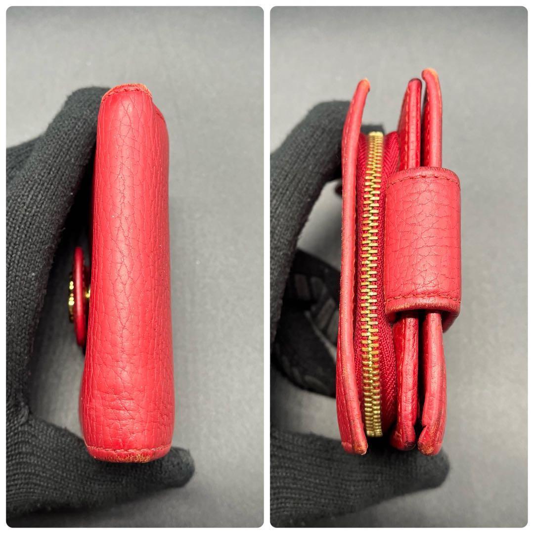 グッチ 折り財布 ウォレット マーモント金具 レザー 赤 ホック 523193