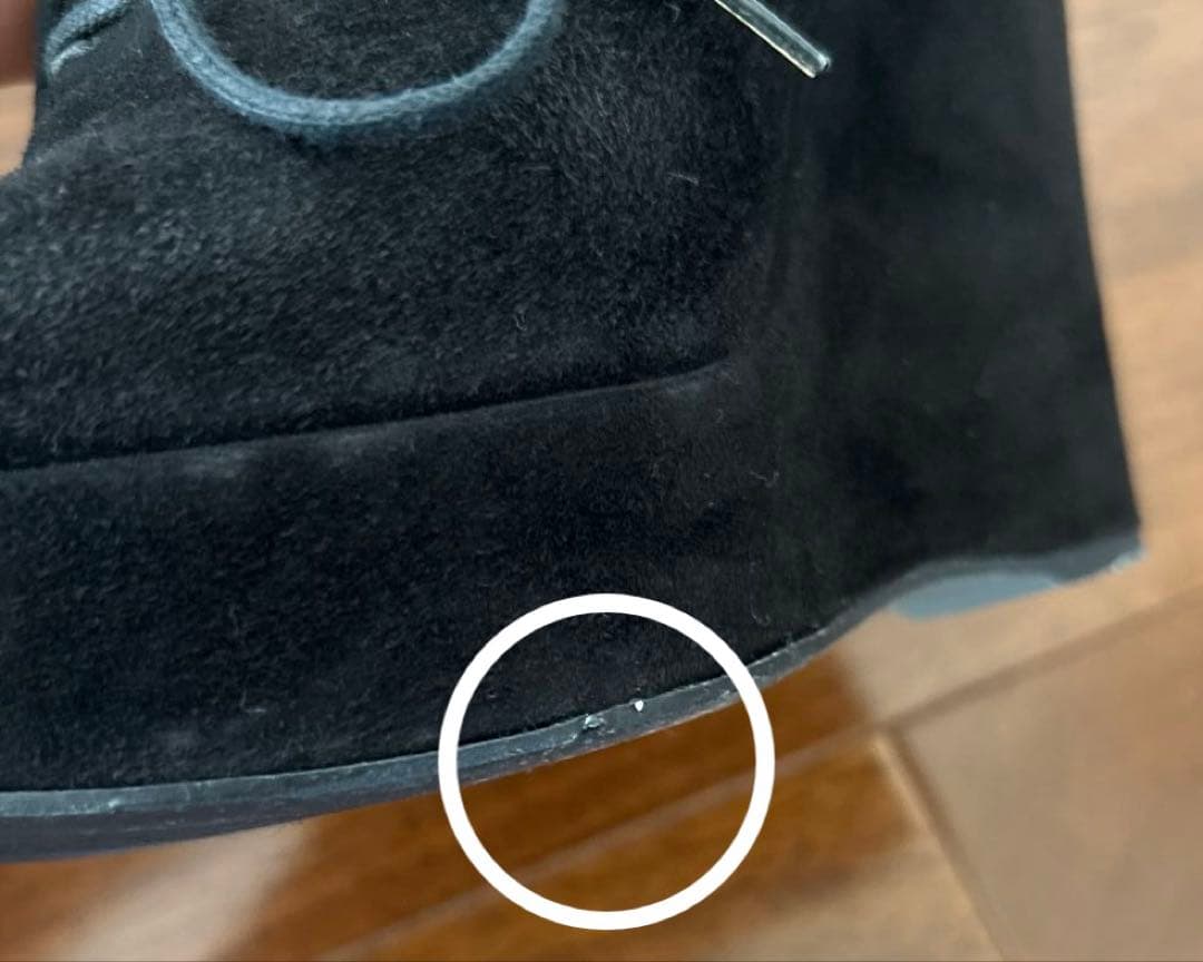 PRADA プラダ　ブラック　スウェード　ピープトゥ　厚底　ブーティー　36