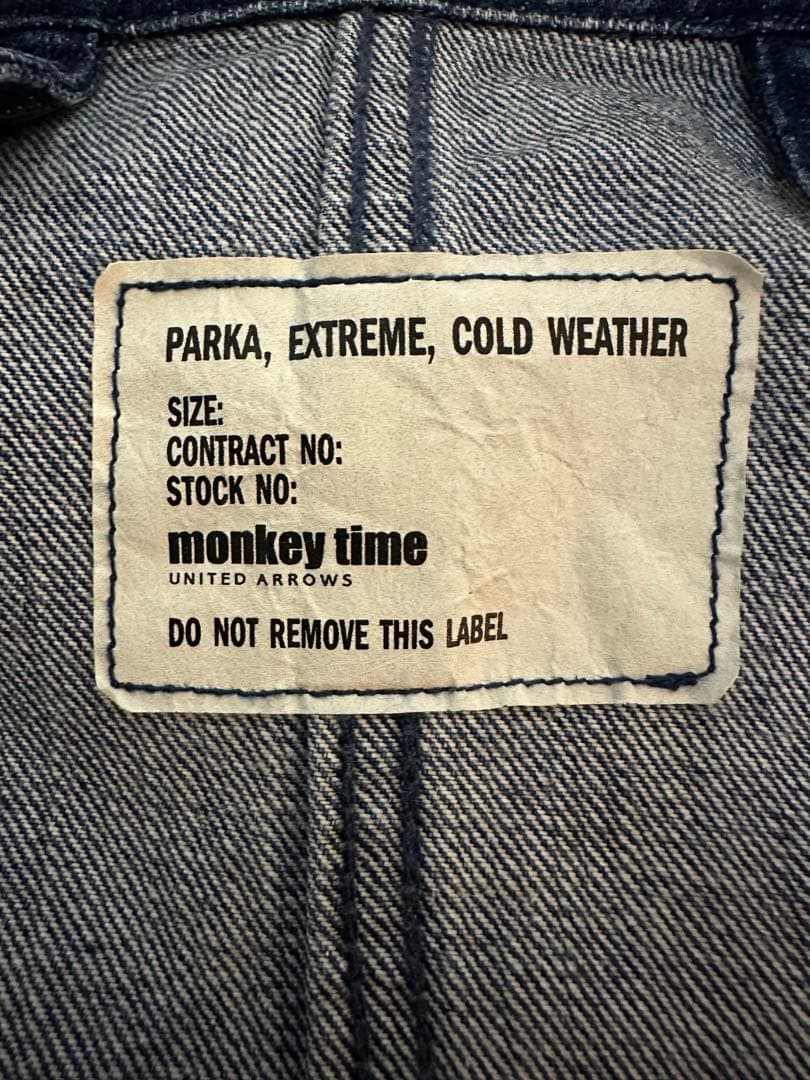 Monkey time デニムフィッシュテールモッズコート　ダウンライナー付