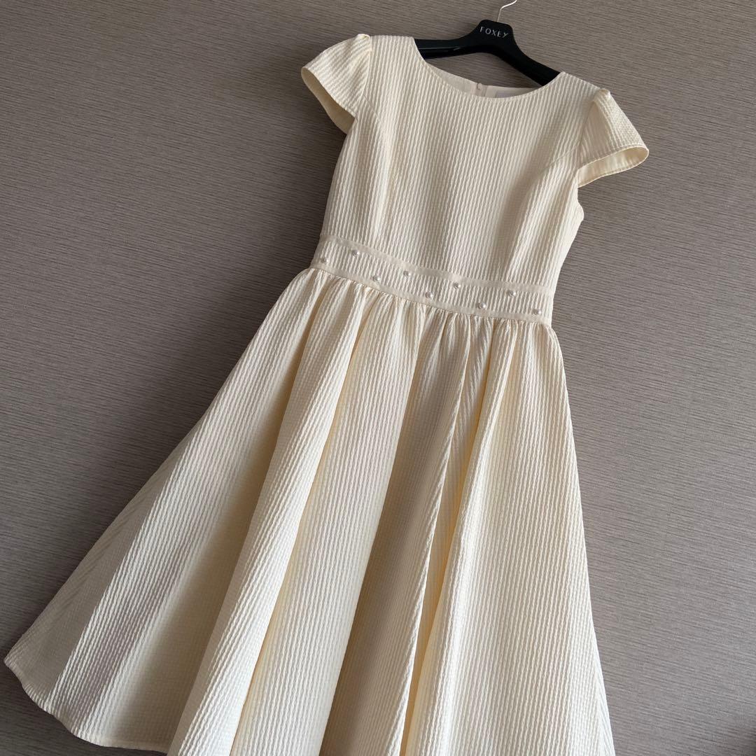♡極美品♡ Rene ルネ 希少38 ウエストパール ワンピース ライトイエロー