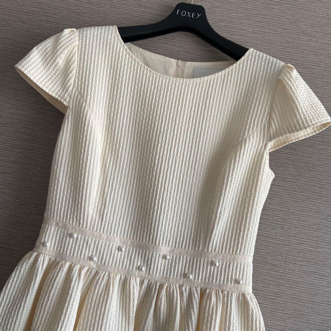 ♡極美品♡ Rene ルネ 希少38 ウエストパール ワンピース ライトイエロー
