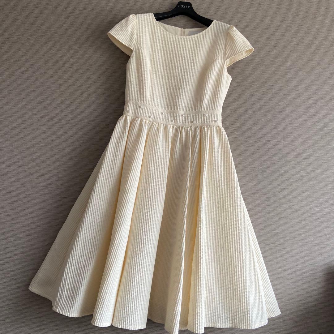 ♡極美品♡ Rene ルネ 希少38 ウエストパール ワンピース ライトイエロー