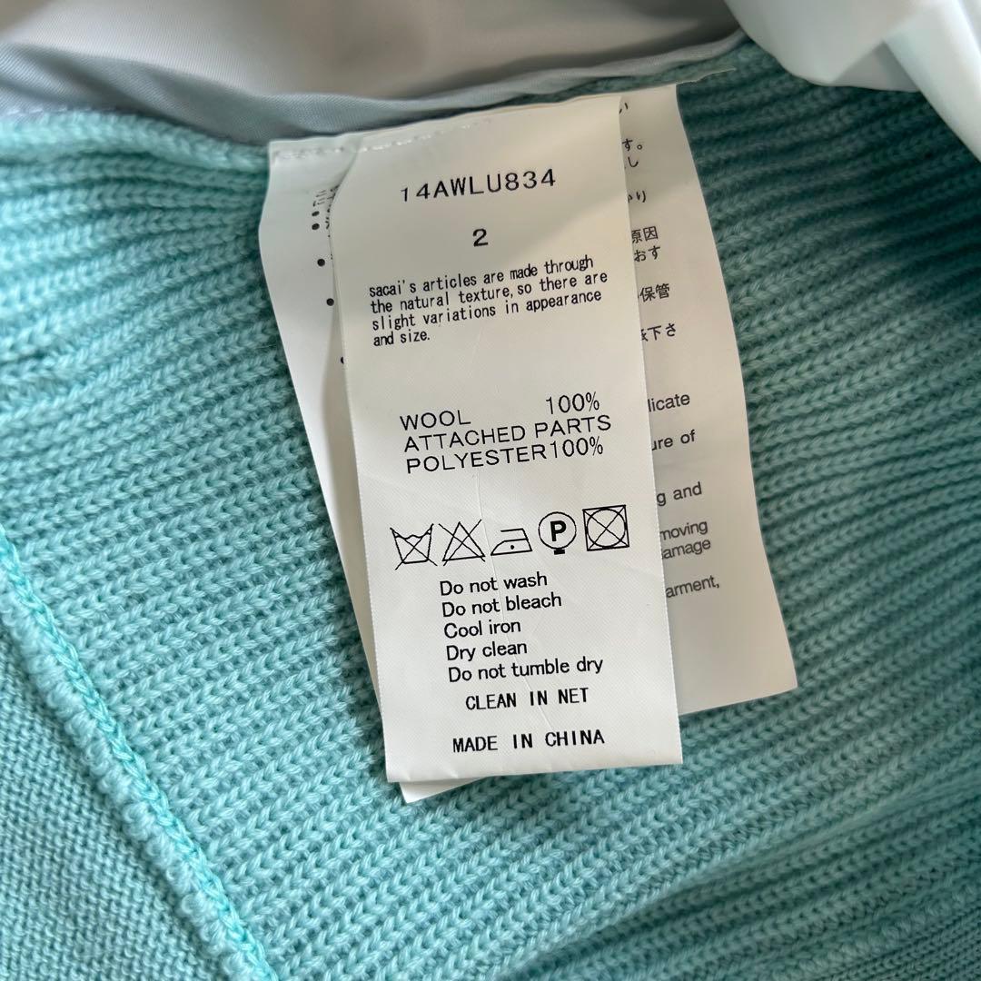【希少】sacai luck 切替カーディガン 異素材ドッキング ウール 春