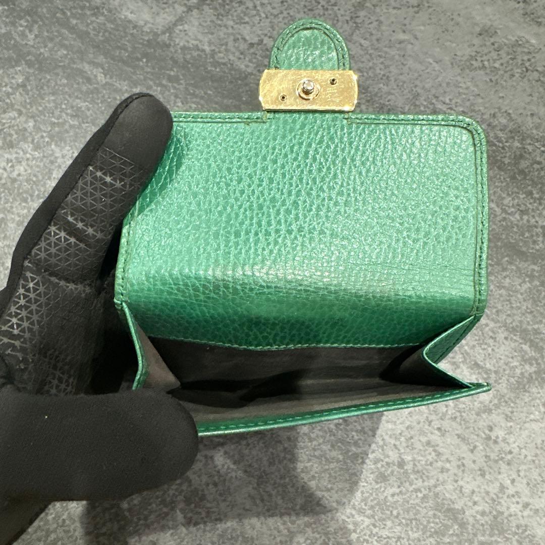 GUCCI グッチ GG インターロッキング 二つ折り財布 グリーン