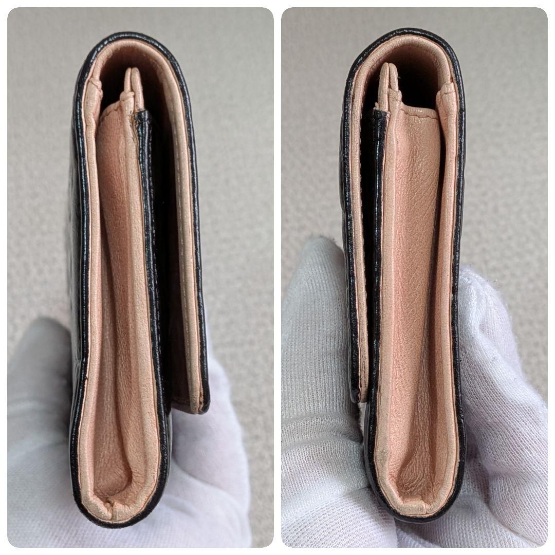 シャネル　フラワーココ型押し　黒　ミディアム　財布　ラムスキン　正規品