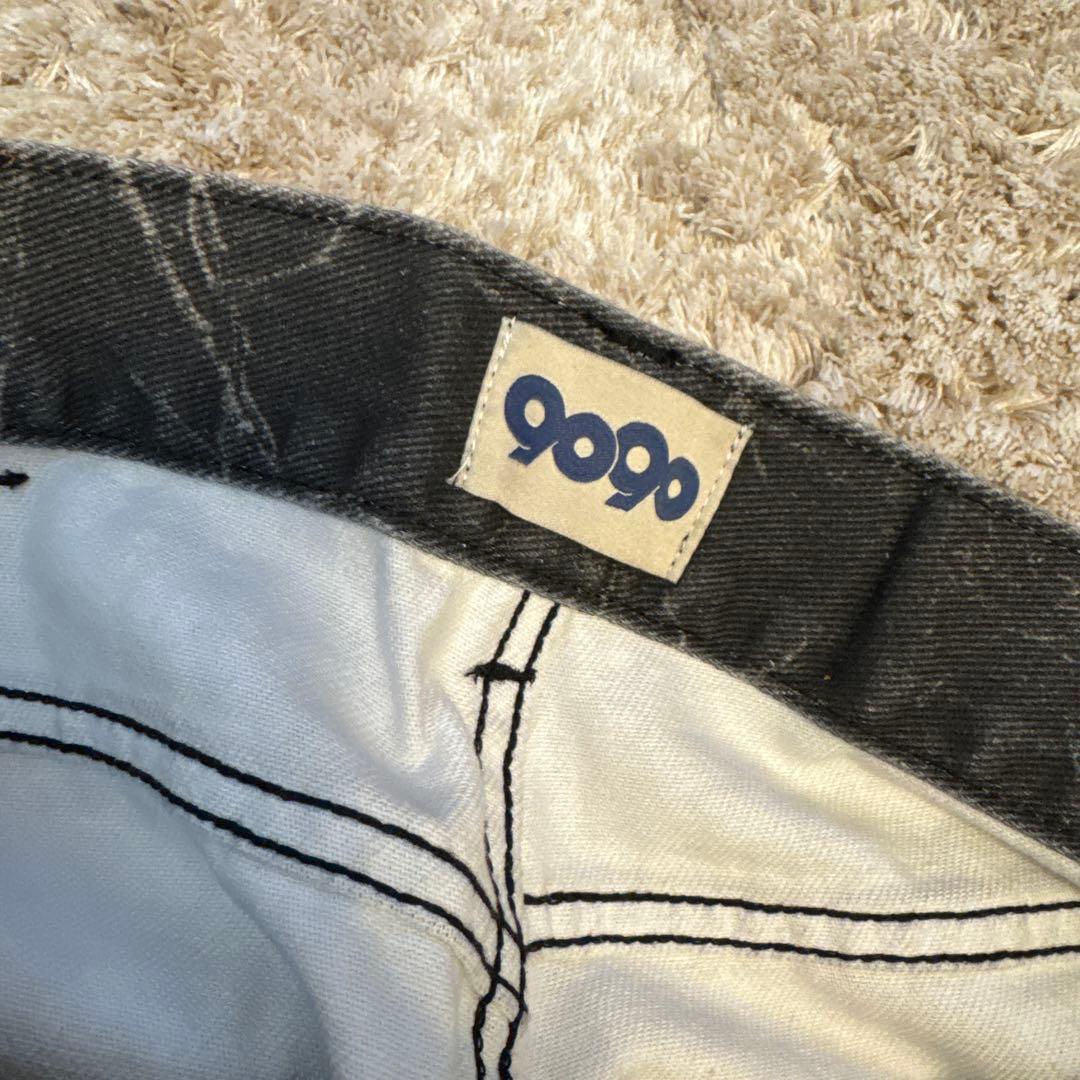9090 リアルツリー ワイドパンツ King Logo Slub Denim
